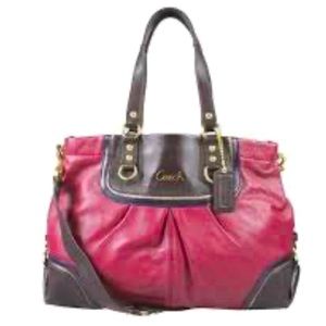 COACH Leather Ashley Burgundy Multi Color Hand Shoulder Bag W15’XH9.5’XD…